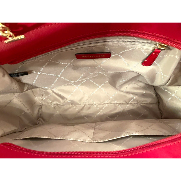 Michael Kors Marilyn Red Rubin Saffiano Leather Medium Tote Bag Handbag nwt - Picture 4 of 7
